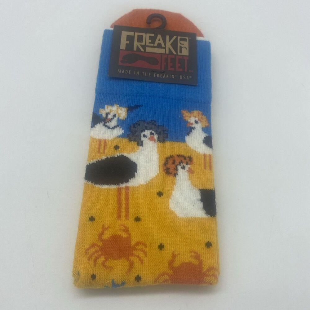 NWT Freaker Feet Golden Gulls (Girls) Unisex Adult Size Crew Socks Made in USA
